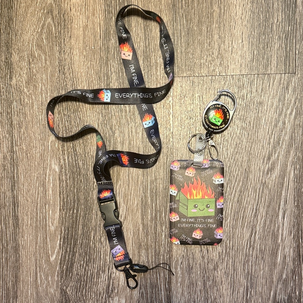 Black Lanyard ID Holder Keychain Badge Reel